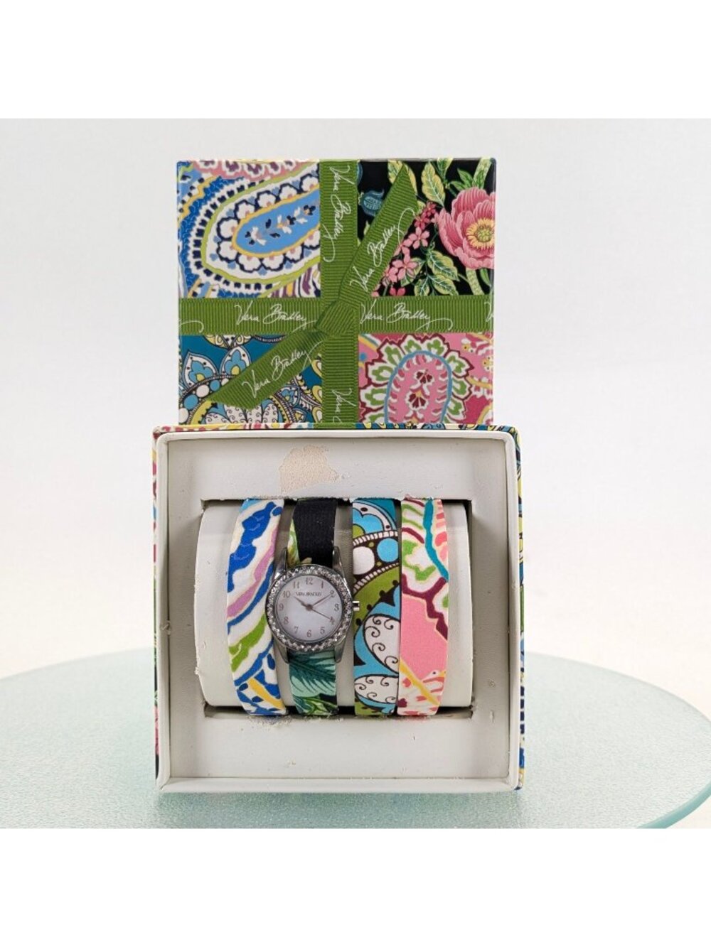 Vera Bradley Wrist Watch Set With 4 Interchangeable Bands Quartz Wristwatch